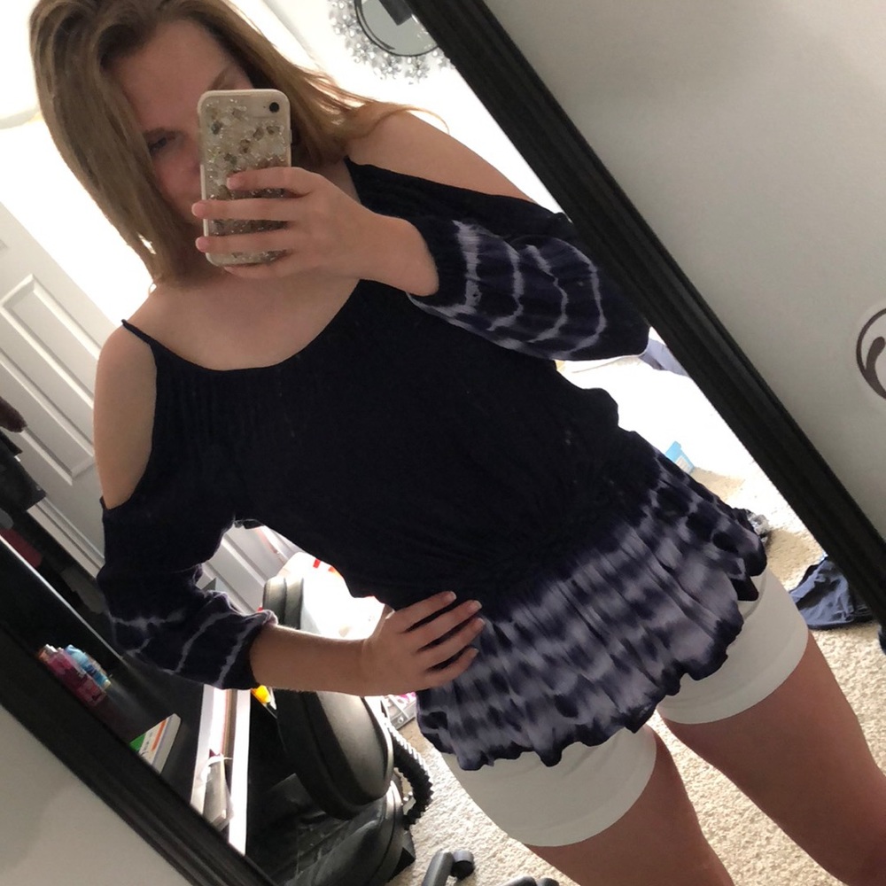 Tie- Dye Cold Shoulder Top